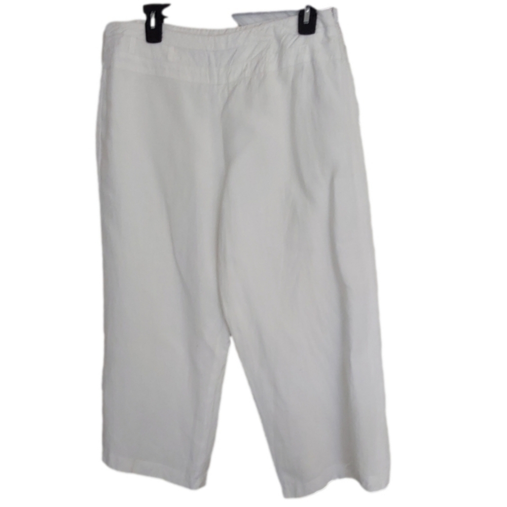 Pantology BOHO CHIC CAPRI STYLE WHITE‎ LINEN PANTS SIZE 14